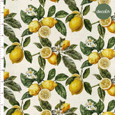 Digitally Printed Fabric with Watercolor Lemon Freshness Pattern